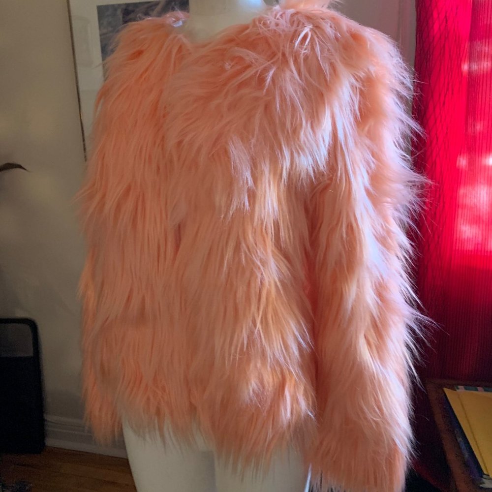 Veste de fourrure synthétique Rose Saumon.  Jamais porté.